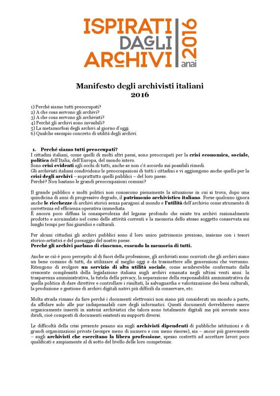 Ispirati dagli Archivi.